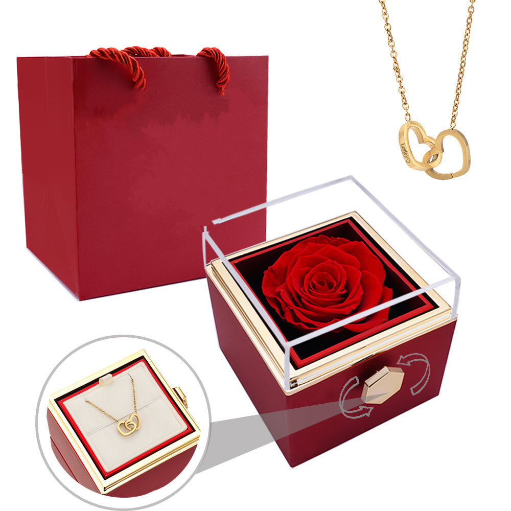 Eternal Rose Box - met gepersonaliseerde ketting en echte roos