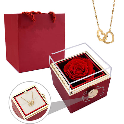 Fiorella | Coffret de roses éternelles - avec collier personnalisé et vraie rose